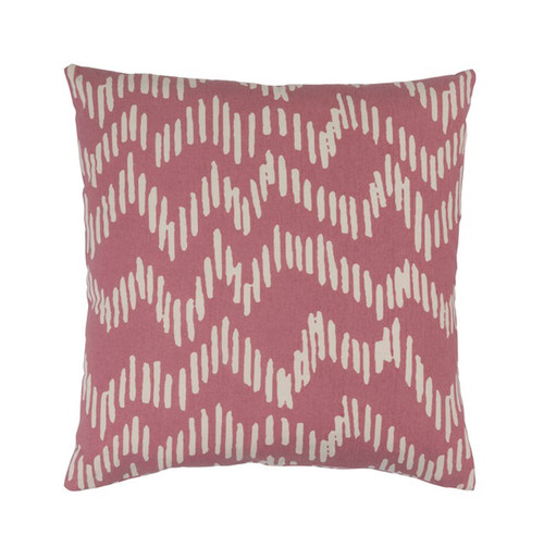 22" Broken Lines Red Apple and Khaki Brown Decorative Throw Pillow - Down Filler - IMAGE 1