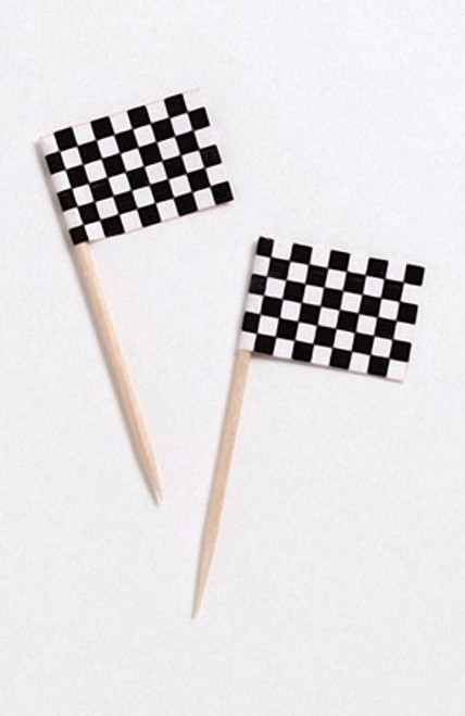 Club Pack of 600 Black and White Checkered Flag Food or Decorative Party Picks 2.5" - IMAGE 1