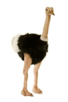 31" Black and Beige Handcrafted Plush Male Ostrich Bird Stuffed Animal - IMAGE 1