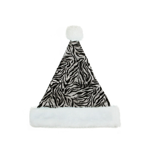 Black and White Unisex Adult Christmas Santa Hat Costume Accessory - Medium - IMAGE 1