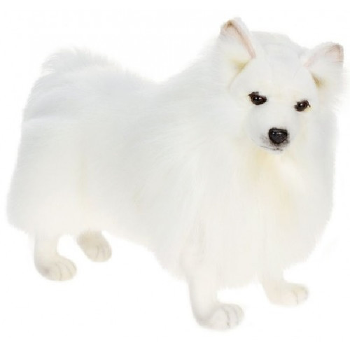 Handcrafted Plush German Spitz Dog Stuffed Animal  - 18.25" - Set of 2 - White - IMAGE 1
