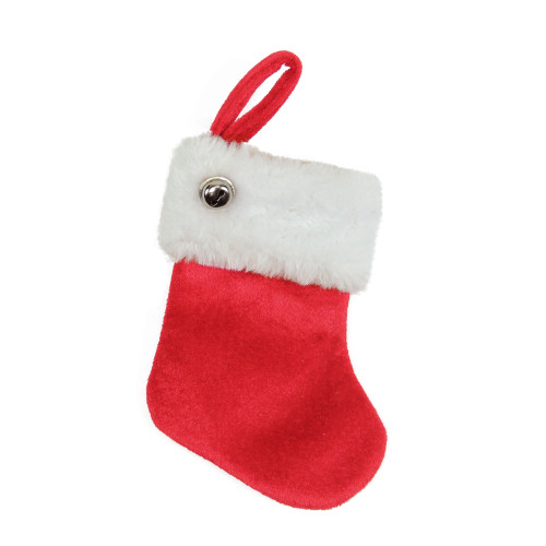 6" Red Velvet Christmas Stocking with Cuff and Silver Bell Accent - IMAGE 1