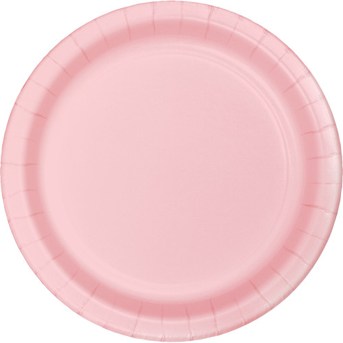 Disposable Round Dinner Party Paper Plates - 9" - Classic Pink - Club Pack of 96 - IMAGE 1