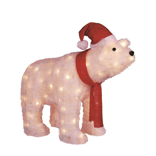 36" Lighted White Glittered Polar Bear Christmas Yard Art Decoration - IMAGE 1