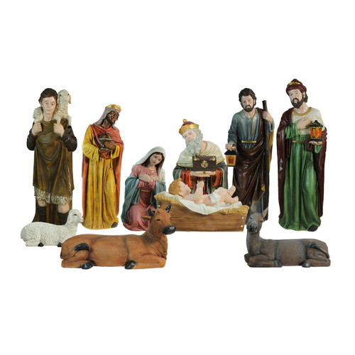 11-Piece Multi-Color Religious Christmas Nativity Figurine Set - 49" - IMAGE 1