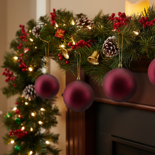 Shatterproof Matte Christmas Ball Ornaments - 4" (100mm) - Burgundy Red - 12ct - IMAGE 1