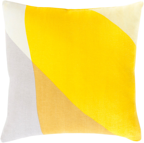20" Gray and Yellow Contemporary Square Throw Pillow - IMAGE 1