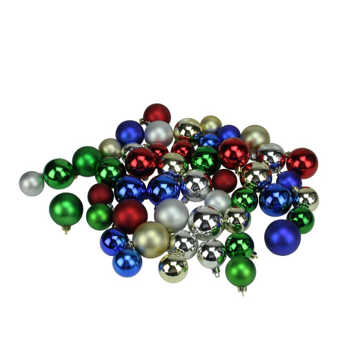 Shatterproof Christmas Ball Ornaments - 1.5" to 2" (40-50mm) - Multicolor - 50ct - IMAGE 1