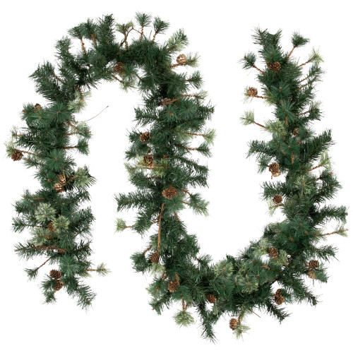 Pre-Lit Country Mixed Pine Artificial Christmas Garland - 9' x 12" - Clear AlwaysLit Lights - IMAGE 1