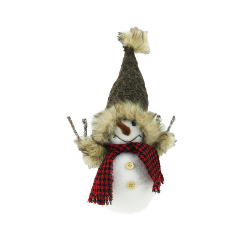 9" White and Red Snowman with Hat Christmas Tabletop Figure - IMAGE 1