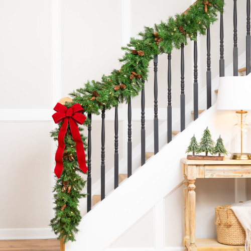 Pre-Lit Dakota Red Pine Artificial Christmas Garland - 9' x 12" - Clear AlwaysLit Lights - IMAGE 1