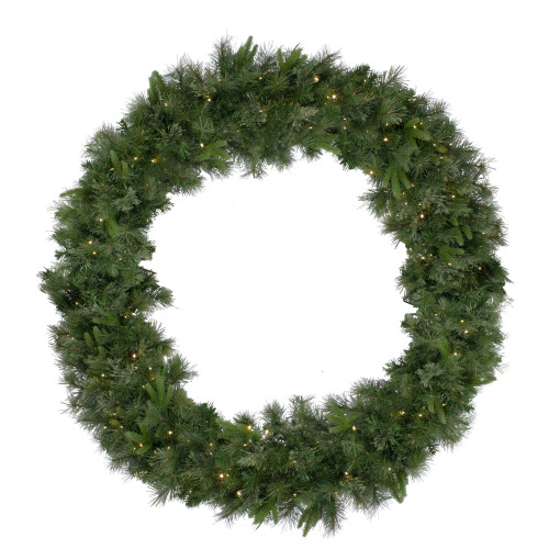 Pre-Lit Ashcroft Cashmere Pine Commercial Artificial Christmas Wreath - 60-Inch, Warm White Lights - IMAGE 1