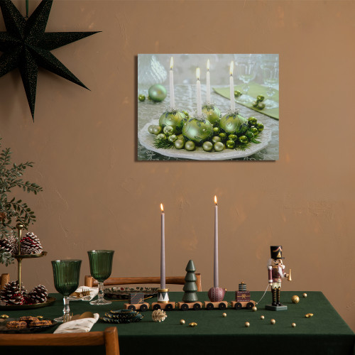 LED Lighted Sparkling Ornament Centerpiece Christmas Canvas Wall Art 11.75" x 15.75" - IMAGE 1