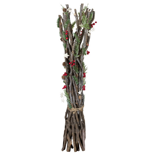 30" Bundle of Branches with Pine Sprigs and Stars Christmas Decoration - IMAGE 1