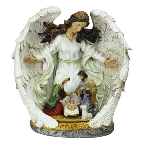 12" Guardian Angel and the Holy Family Nativity Scene Christmas Table Top Decoration - IMAGE 1