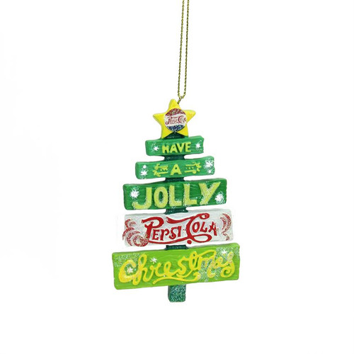 Green Glittered Jolly Pepsi Tree Christmas Ornament 4" (102mm) - IMAGE 1