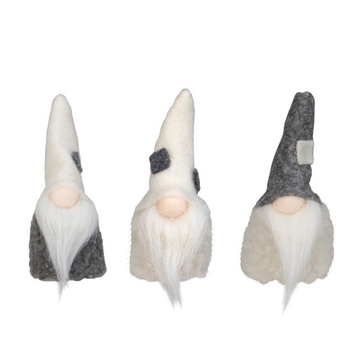 Christmas Gnomes Heads - 3.75" - Gray and Cream - Set of 3 - IMAGE 1