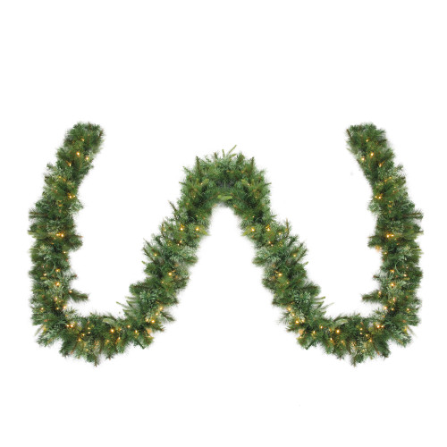 Pre-Lit Ashcroft Cashmere Pine Commercial Christmas Garland - 50' x 14" - Clear LED Lights - IMAGE 1