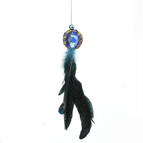 10" Purple and Gold Regal Peacock with Jewel Hanging Tassel Christmas Ornament - IMAGE 1