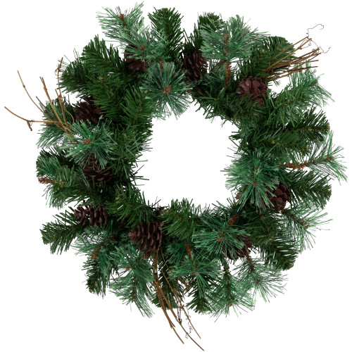 Country Mixed Pine, Twig and Pinecone Artificial Christmas Wreath - 24" - Unlit - IMAGE 1