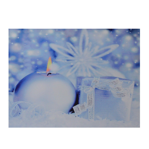 LED Lighted Candle and Gift Wintry Scene Christmas Canvas Wall Art 12" x 15.75" - IMAGE 1