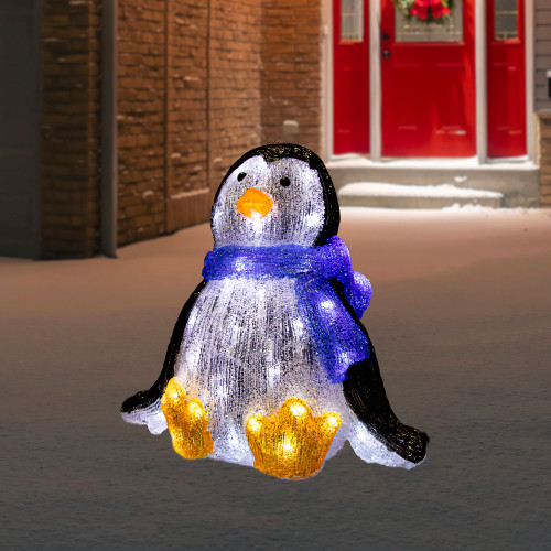 12" LED Lighted Commercial Grade Acrylic Baby Penguin Christmas Display Decoration - IMAGE 1