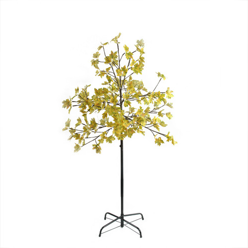 5' Pre-Lit LED Lighted Fall Harvest Yellow Maple Leaf Artificial Tree - White Lights - IMAGE 1