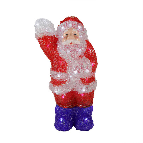 14" Lighted Commercial Grade Acrylic Waving Santa Claus Christmas Outdoor Decoration - IMAGE 1