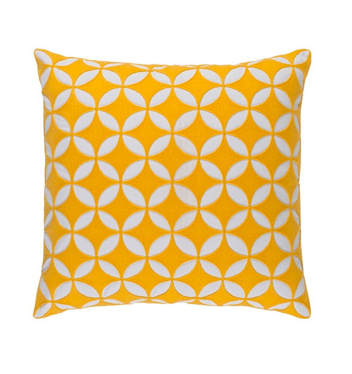 20" Dandelion Yellow and White Woven Square Throw Pillow - Down Filler - IMAGE 1