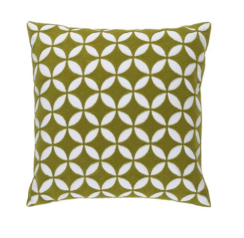 20" Juniper Green and White Geometrical Woven Decorative Throw Pillow –Down Filler - IMAGE 1