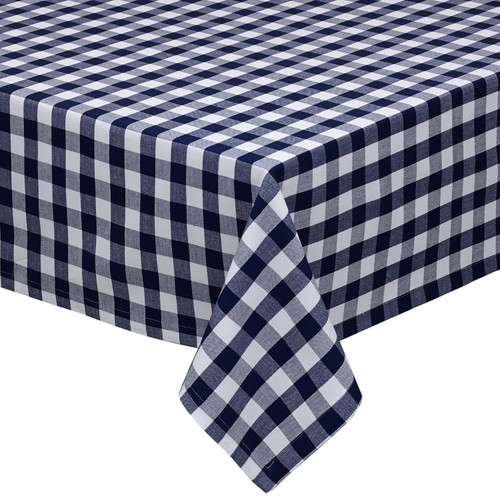 Nautical Blue and White Checkered Table Cloth 60" x 84" - IMAGE 1