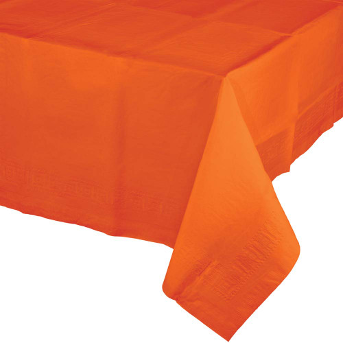 Pack of 6 Orange Disposable Banquet Party Table Covers 9' - IMAGE 1