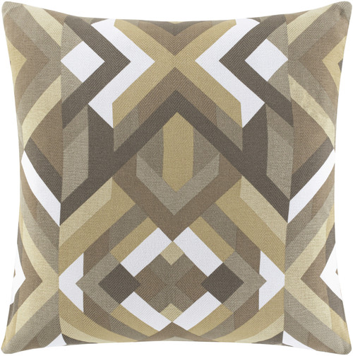 22" Brown and Gray Contemporary Geometric Throw Pillow - IMAGE 1