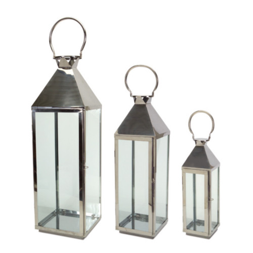 Assorted Glass Lanterns - 34" - Silver and Clear - IMAGE 1