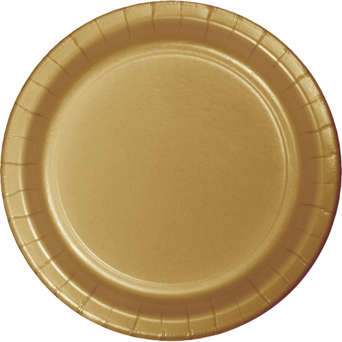 Club Pack of 240 Glittering Gold Disposable Paper Party Banquet Dinner Plates 9" - IMAGE 1