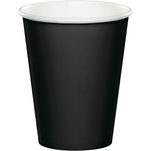 Club Pack of 240 Jet Black Disposable Paper Drinking Party Tumbler Cups 9 oz. - IMAGE 1