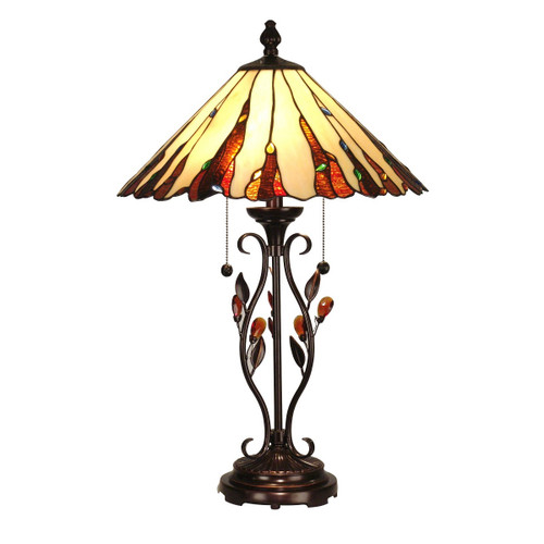 27.5" Antique Sand Ripley Hand Crafted Glass Tiffany-Style Table Lamp - IMAGE 1