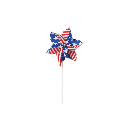 Club pack of 12 Patriotic Red and White Stars Stripes Party Favor Pinwheels 13" - IMAGE 1