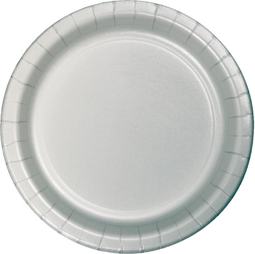 Club Pack of 240 Shimmering Silver Disposable Paper Party Lunch Plates 7" - IMAGE 1