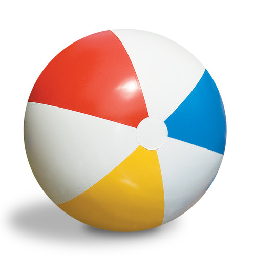 36" White and Red Classic Inflatable 6 Panel Beach Ball - IMAGE 1