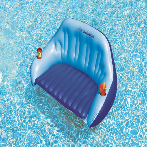 Inflatable Blue Love Seat Swimming Pool Float with Convertible Foot ...