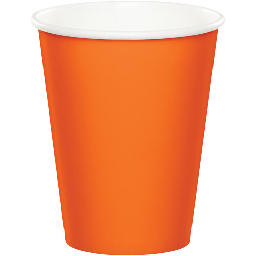 Club Pack of 240 Sunkissed Orange Disposable Paper Drinking Party Tumbler Cups 9 oz. - IMAGE 1