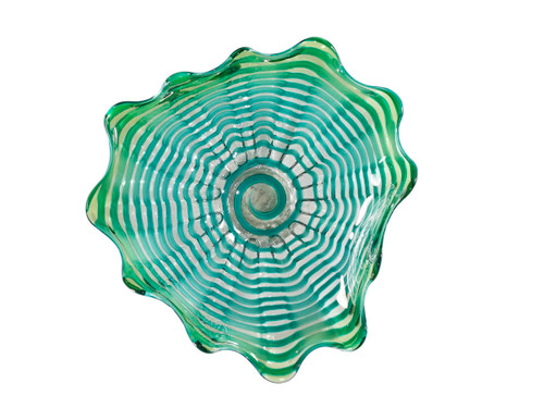 9" Aquamarine Waterfront Hand Blown Glass Wall Art Decoration - IMAGE 1