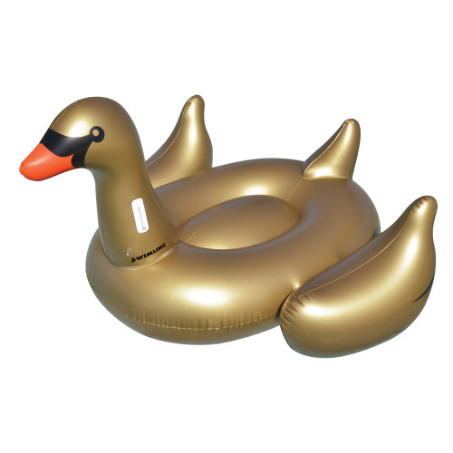 Inflatable Gold and Orange Giant Goose Swimming Pool Ride Float Toy, 75-Inch - IMAGE 1