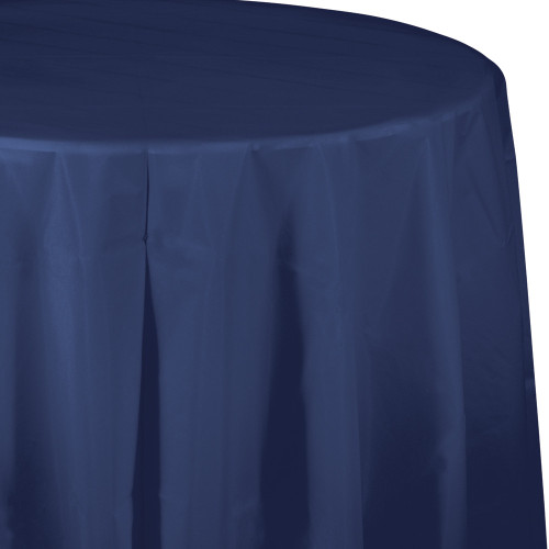 Round Disposable Party Table Covers - 82" - Navy Blue - Club Pack of 12 - IMAGE 1