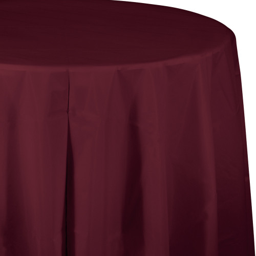 Round Disposable Party Table Covers - 82" - Burgundy Red - Club Pack of 12 - IMAGE 1