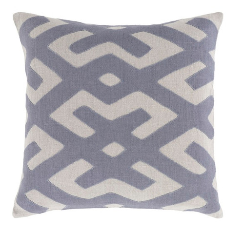 22" Abalone Gray and Stone Blue Contemporary Square Throw Pillow - IMAGE 1