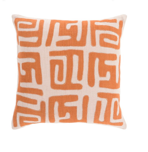 22" Burnt Orange and Tan Brown Contemporary Throw Pillow - Down Filler - IMAGE 1