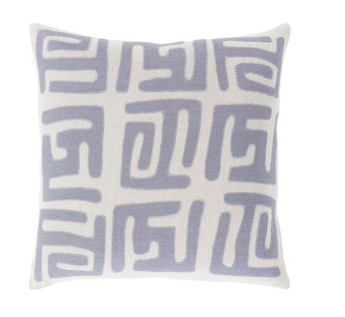 20" Mist Gray and Blue Contemporary Square Throw Pillow - IMAGE 1