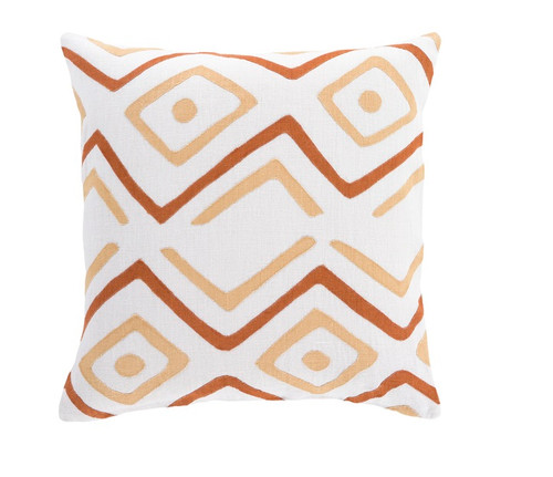 22" Burnt Orange and Beige Contemporary Square Throw Pillow - Down Filler - IMAGE 1